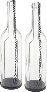 VBS Pack de 2 Botellas de Luz de Viento 29x7,5cm Cristal Transparente con Cadena Colgante Botella de Vidrio - Imagen 1 de 8