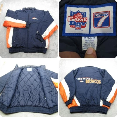Chaqueta Denver Broncos Para Hombre Mediana NFL Día del Juego Logo 7 Azul Cremallera Completa De Colección Años 90 Foto 1 de 4