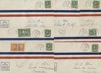 1927 Lot of 7 JAN 31 North Shore Quebec Mail Drop Flights Roessler - Изображение 1 из 4
