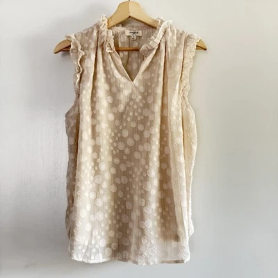 Blusa Top Umgee Marfil Dorado Metálico Talla M Para Trabajo Oficina Sin Mangas Romántica Foto 1 de 4