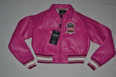 AUTÊNTICA JAQUETA AVIREX FEMININA CROPPED ÍCONE ROSA BAGA NOVA EM FOLHA TODOS OS TAMANHOS - Imagem 1 de 4