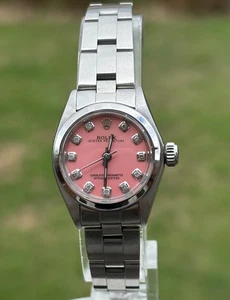 Rolex OP 26mm, ladies Watch, Diamond Pink Dial, Oyster, Serviced, Rolex Box Set - Picture 1 of 24