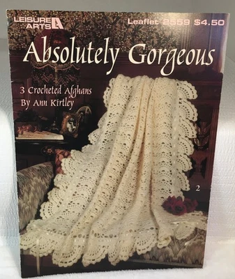 Leisure Arts Leaflet 2259 Absolutely Gorgeous 3 Crocheted Afghans By Ann Kirtley - Image 1 of 4