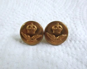 Pair of WW2 RAF:"ROYAL AIR FORCE BRASS CAP BUTTONS" (Small, 13mm, For Sidecap) - Picture 1 of 4