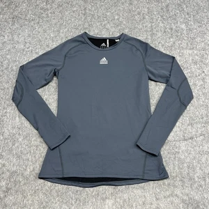 Adidas Techfit Climawarm Shirt Large Long Sleeve Gray Athletic Compression Top - Picture 1 of 12