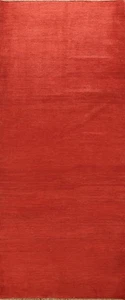 Modern Runner Rug 3x10 Handmade Wool Solid Design Rust Color for Hallway - Picture 1 of 17