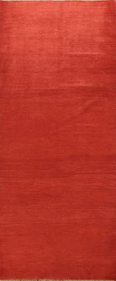 Modern Runner Rug 3x10 Handmade Wool Solid Design Rust Color for Hallway - Image 1 of 4