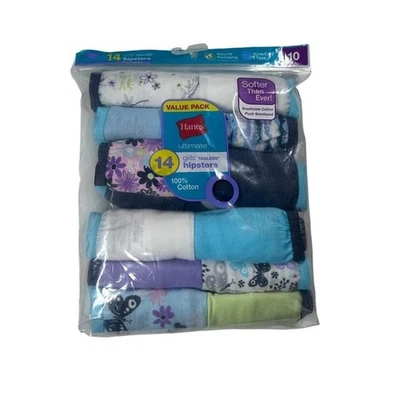 Hanes Ultimate Girls 14 Tagless Hipsters Pantaletas Value Pack Size 10 NEW - Image 1 of 4