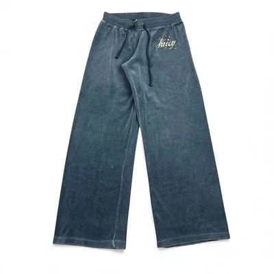 Pantalones deportivos vintage Y2K Juicy Couture talla mediana azul tiro bajo pierna ancha terciopelo Foto 1 de 4