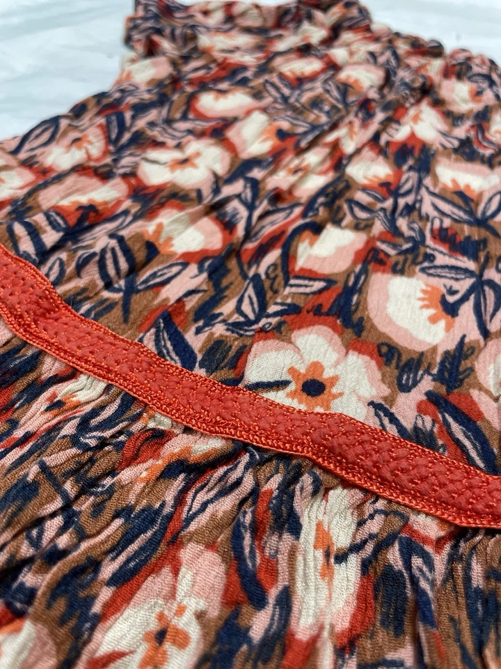 Gymboree HELLO FALL Poppies Flower Dress Little Girl 6 Orange Brown Pink Blue - Image 1 of 4