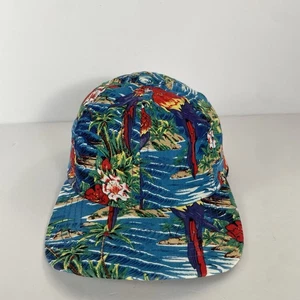 VTG Scrubs Hat SnapBack Cap Parrot Scarlet Macaw Floral Island Hawaii Aloha - Picture 1 of 9