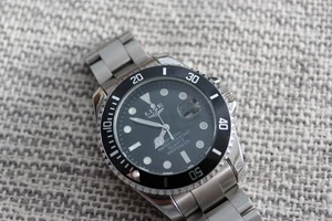 LIGE Men Diver Quartz Watch Brand Silver Steel Black Dial Date New Battery - Picture 1 of 7