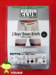 LOT 2 PACK PRO CLUB Boys Youth Kids Underwear Boxer Briefs Short Open Fly XS-XL - Picture 1 of 9