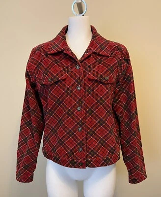 Chaqueta Boston Propia Talla 10 Roja a Cuadros Pana Botón Frontal Foto 1 de 4