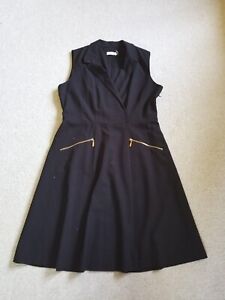 Womens Dress-CALVIN KLEIN-black rayon stretch lined collared sleeveless-12