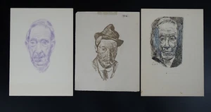 3x Retrato Boceto Louis Dischler (1861 - 1952) Lälli Clique Basilea Suiza - Imagen 1 de 5