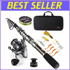 Portable Telescopic Fishing Kit - 1.8M Rod with Spinning Reel & Carrier Bag - Picture 1 of 10