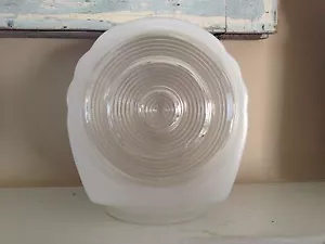 Vintage Light Fixture Frosted Glass Clear Concentric Circle Art Deco Style - Picture 1 of 1