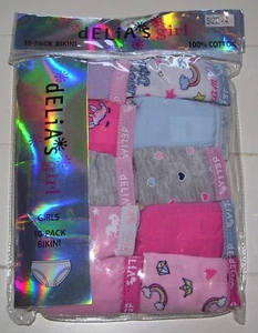 Girls DELIA*S Girl 10 Pack Unicorn Heart Rainbow Solid Bikini Underwear 4 6X - Picture 1 of 2