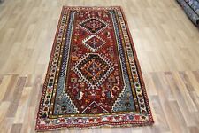 Old handmade Persian Shiraz Qashqai rug wool rug, very hard wearing 220 x 105 CM
