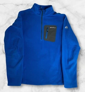 Eddie Bauer First Ascent Fleece 1/4 Zip Polartec Pullover Men's Large Blue - Picture 1 of 5