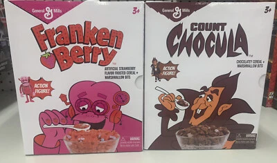 Paquete de figuras de acción Count Chocula y Franken Berry con cajas de cereales juguetes Jada Foto 1 de 4