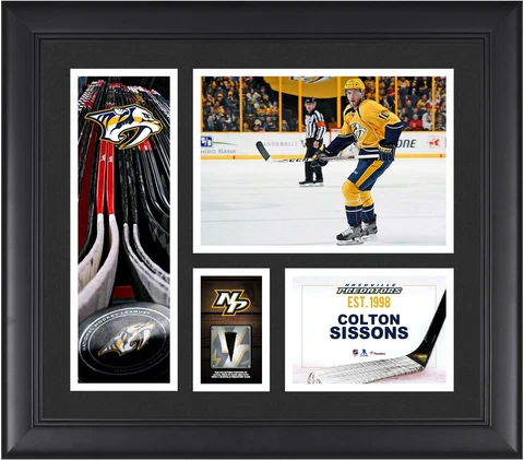 C.Sissons Predators Framed 15x17 Collage w/Piece of GU Puck Cover