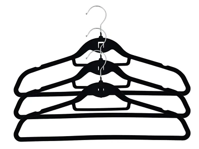 Kleiderbügel 10x 3er-Set antirutsch 360º drehbar Samtbezug Hosen Krawatte Gürtel - Bild 1 von 2