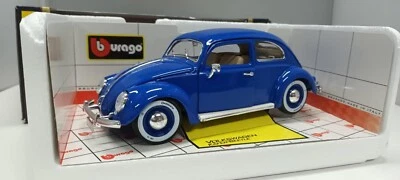 Volkswagen Kafer Beetle Maggiolino 1955 Blu Blue Burago 1:18 Usato Made in Italy - Immagine 1 di 4