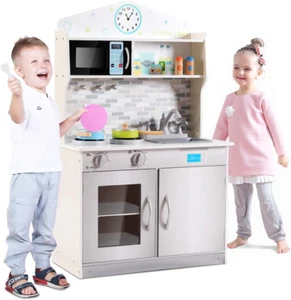 Kids Kitchen Playset, Wooden Kitchen Playset W/Cookware Utensils, Removable Sink - Picture 1 of 9