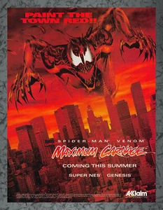 Spider-Man and Venom: Maximum Carnage SNES Genesis Print Ad Vintage Art A 1994 - Picture 1 of 1