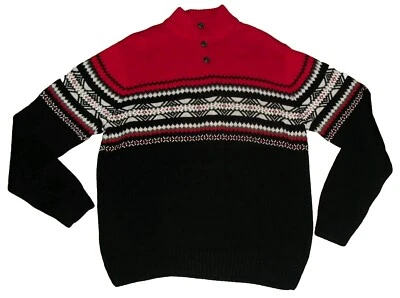 Suéter Chaps $80 Para Hombres Rojo Negro Gris Blanco Cuello Botón talla Grande Nuevo Foto 1 de 4