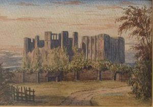 STUNNING ANTIQUE MINITURE WATERCOLOUR KENILWORTH CASTLE RUINS - Picture 1 of 9