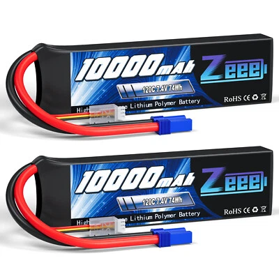 2x Zeee 2S Lipo Akku Batterie 10000mAh 7.4V 120C EC5 softcase für RC Auto Drohne - Bild 1 von 4