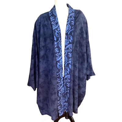 Cardigã Vintage Feminino Plus Tamanho Único Azul Marinho Kimono Manga Dolman Espanador Tamanho Grande - Imagem 1 de 4
