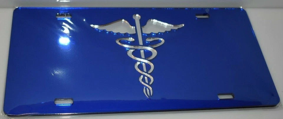 Espejo acrílico con logotipo RN (azul) corte láser matrícula  Foto 1 de 1