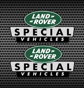 2 x calcomanías Land Rover vehículos especiales 200 mm x 100 mm (7,8 x 3,9 pulgadas) - Imagen 1 de 1