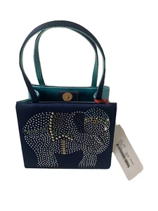 Braccialini italienische Leder & Seide Handtasche Firenze Cigno B3731 Elefant nieten - Bild 1 von 24