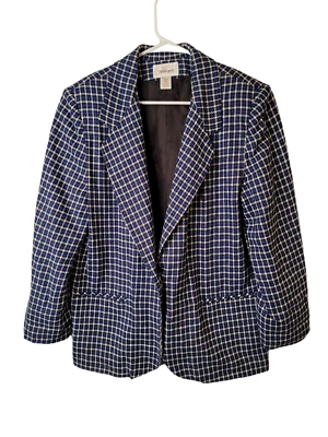 Blazer vintage Worthington talla 16 para mujer mezcla de lana a cuadros años 80 90 chaqueta Foto 1 de 4