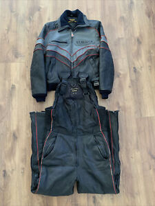 Vintage Yamaha Hein Gericke Leather Snow Suit Pants Bibs Jacket Mens Medium Vtg