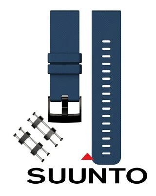 New 24mm SUUNTO Core Rubber Strap Navy Blue Diver Watch Band PVD Adapter Set - Image 1 of 2