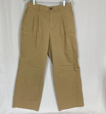 Pantalones Lands End para mujer 14 tiro alto nítido popelina chino pierna ancha caqui 34x31 Foto 1 de 4