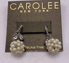 Nwt Carolee Silver Tone  Sead Pearl Flower Drop Earrings X740