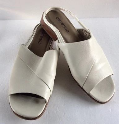 Sandalia Caressa Talla 7 1/2M Sandalia Eslinga Elástica Cuero Marfil Foto 1 de 4