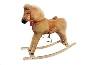 Großes helles Plüschpferd Haflinger Schaukelpferd Holzpferd hellbraun Kinder - Bild 1 von 4