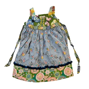 Matilda Jane Girls Blue Circus Elephant Bicycle Sleeveless Dress Sz 6 - Picture 1 of 9