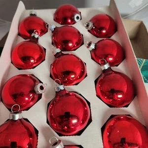 Vintage Kmart Trim A Home Set Of 13 Red Glass Ornaments Silver Top MCM - Picture 1 of 6