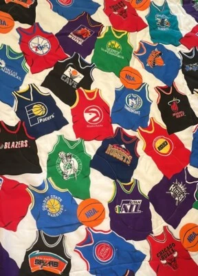 Vintage NBA Basketball Jersey Comforter Twin Size Quilted Bedspread 1990’s - Image 1 of 4