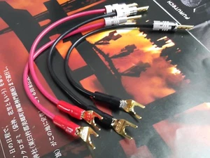 4x Speaker Jumper Wires BiWire HIFI 6N Copper wire gold banana spade - Picture 1 of 1