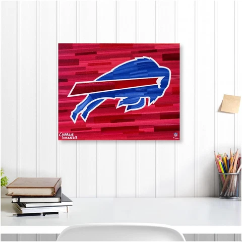 Buffalo Bills 16 x 20 Logo with Blue Abstract Gallery Wrapped Embellished Giclee Cover